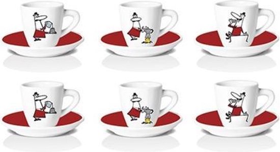 Stiptheid Grap Moderniseren Bialetti Little Man espresso kop en schotel - set van 6 stuks | bol.com
