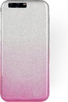 Huawei P10 Hoesje - Glitter Back Cover - Roze & Zilver