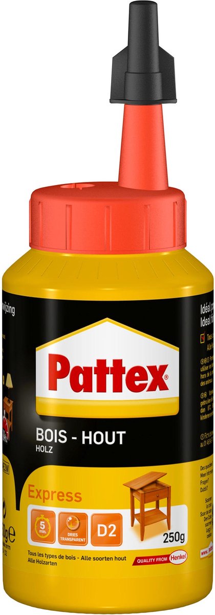Pattex Express 250 g Bottle | Sneldrogende Houtlijm voor Alle Klussen | Houtlijmen voor Sterke Hechting.