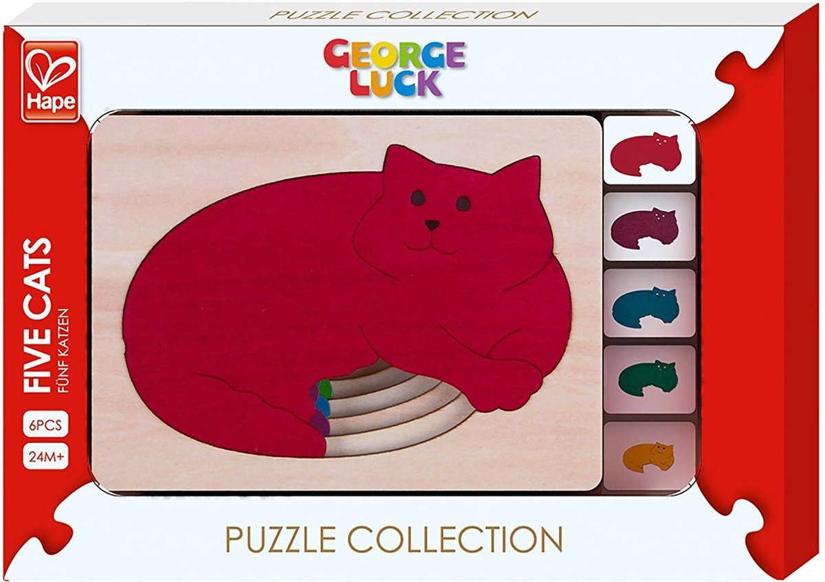 Hape Vormenpuzzel Five Cats Junior Hout 5 Stukjes