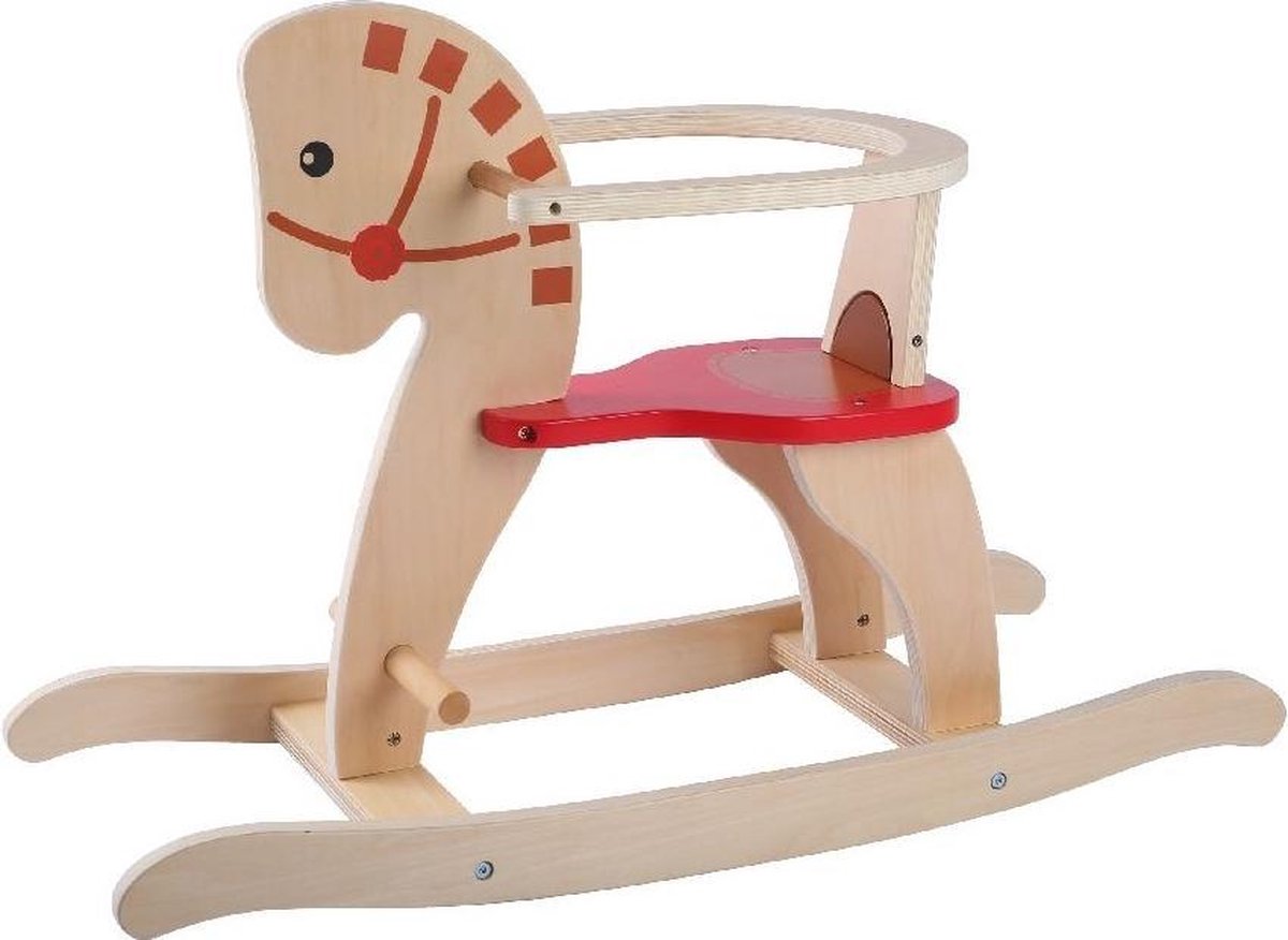 Houten Hobbelpaard met naam | Naturel hobbelpaard met naam