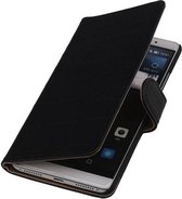 Croco Bookstyle Wallet Case Hoesje Geschikt voor Huawei Mate S Zwart