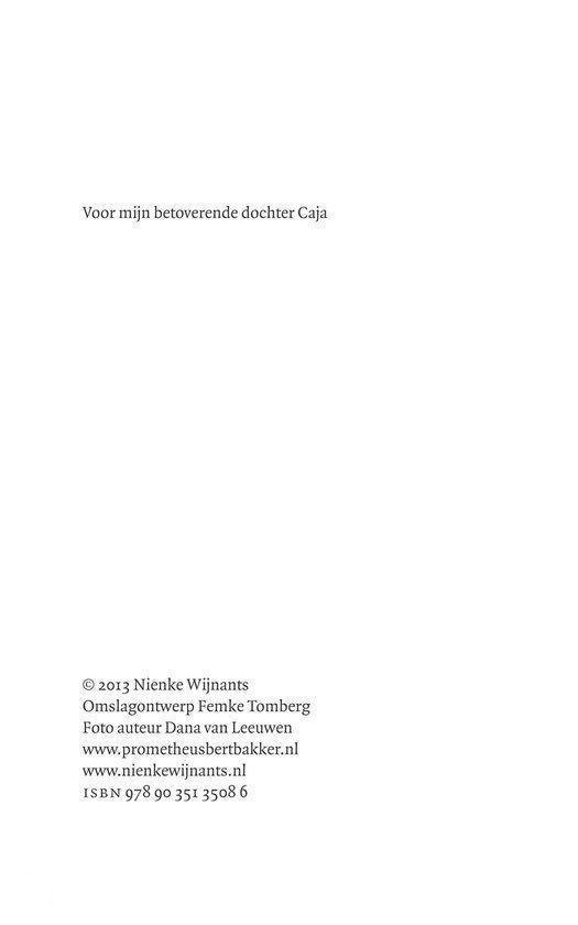 Tekstpagina met 'Voor mijn betoverende dochter Caja' en copyrightinformatie.