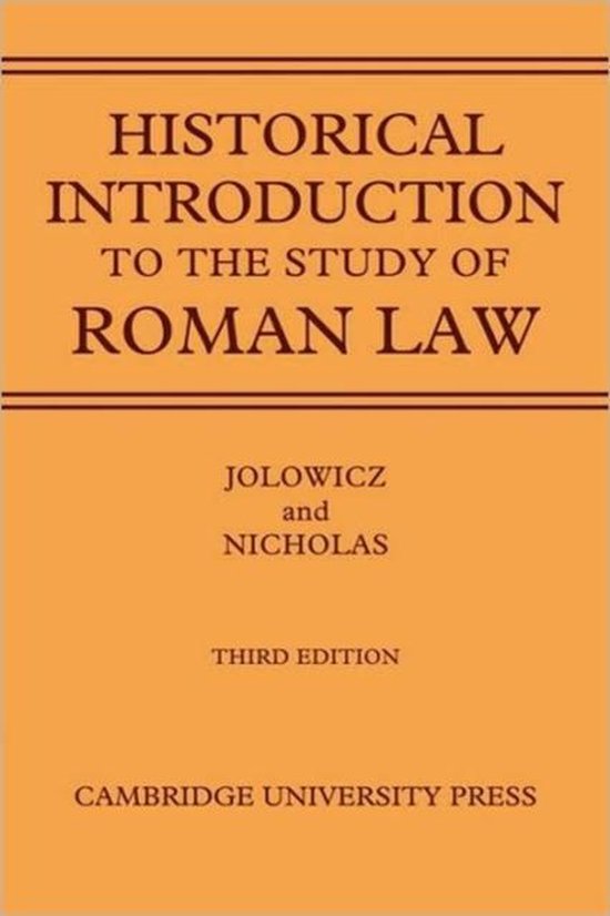 A Historical Introduction to the Study of Roman Law - cover