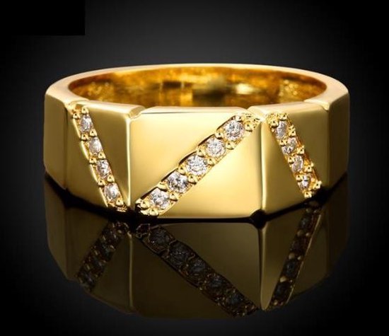 Hippe heren trouwring 24 karaat goud verguld met mooie zirkonia. Nu met 25%  korting!! | bol.com