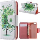 Groene boom wallet agenda tasje hoesje Iphone 5 5S SE
