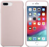 Luxe siliconen hoesje - zand roze - voor Apple iPhone 7 Plus - iPhone 8 Plus - rozenkwarts - suède binnenkant