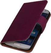 Washed Leer Bookstyle Wallet Case Hoesje - Geschikt voor Samsung Galaxy S4 i9500 Paars