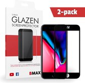 2-pack BMAX geschikt voor de Apple iPhone 8 Full Cover Glazen Screenprotector (Zwart) | Dekt het volledige scherm! | Beschermglas | Tempered Glass