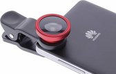 Universal Opzetlens smartphone/tablet - macro / fish eye / wide angle - Rood