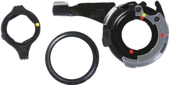 Shimano Nexus 8 CJ-8S20 cassette-unit in zwart en grijs, met zwarte ring en zwarte sluiting.