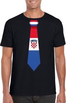 Zwart t-shirt met Kroatie vlag stropdas heren M