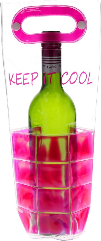 Keep It Cool Gel Wijnkoeler met Handvat – Roze – 15x15x35 | Flessen Koeler  | Fles... | bol.com