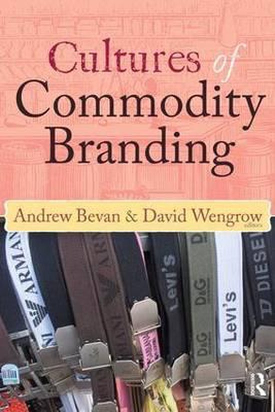 Couverture de livre intitulée 'Cultures of Commodity Branding', avec une rangée de bretelles de marque en dessous.