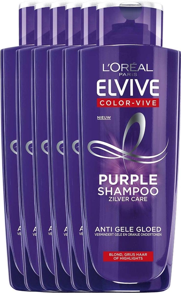 L'Oréal Paris Elvive Color Vive Purple Zilver Shampoo - 6 x 200 ml - Voordeelverpakking