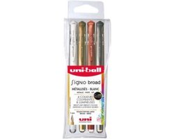 Rollerpen Uni-ball Signo breed metallic assorti etui à 4 stuks