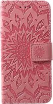 Shop4 - Samsung Galaxy S10e Hoesje - Wallet Case Zonnebloem Licht Roze