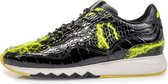 Floris Van Bommel sneaker zwart lak met gele print