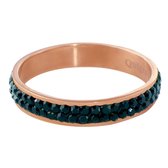 Quiges Stapelring Ring - Vulring Zwart Zirkonia - Dames - RVS roségoudkleurige - Maat 20 - Hoogte 4mm