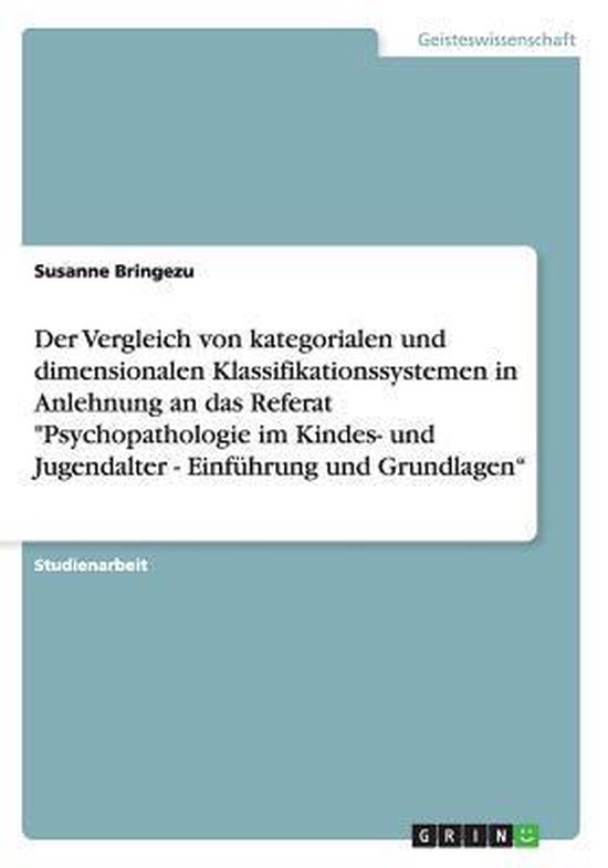 Der Vergleich von kategorialen und dimensionalen Klassifikat ... - cover