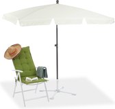 Relaxdays parasol rechthoekig - 200 x 120 cm - strandparasol - stokparasol balkon of tuin - wit