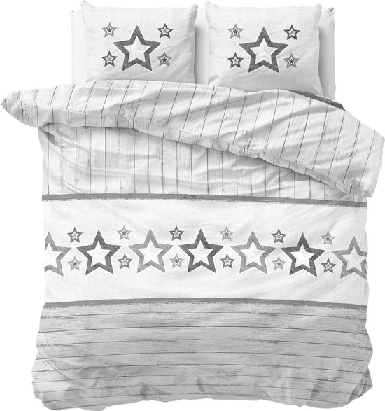 Sleeptime Stars and Stars - Dekbedovertrekset - Lits-Jumeaux - 240x200/220 + 2 kussenslopen 60x70 - Grijs