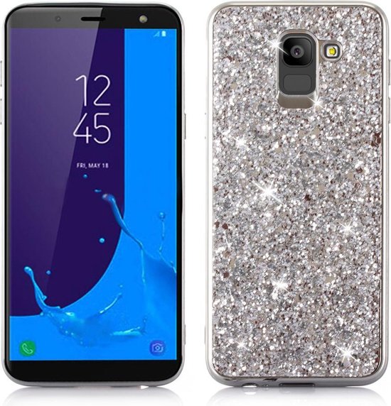 bol.com | Glitter TPU Samsung Galaxy J6 (2018) Hoesje - Zilver