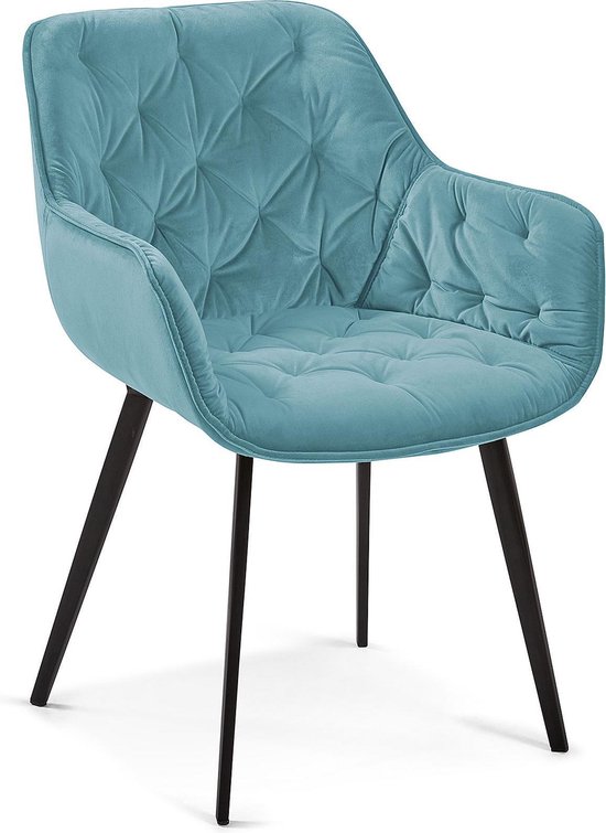 Kave Home Stoel Mulder turquoise fluweel