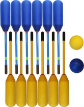 Knotsbal - Knotshockey - Tamponhockey - set 12 sticks + 2 ballen - Geel /  Blauw | bol.com