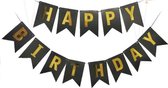 Slinger Happy Birthday Banner met Gouden Letters - Zwart