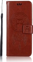 Shop4 - Samsung Galaxy S10e Hoesje - Wallet Case Dromenvanger Uil Bruin