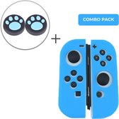 Siliconen Beschermhoes + Thumb Grips voor Nintendo Switch Joy-Con Controllers - Softcover Hoes / Case / Skin - Hondenpoot Blauw