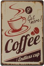 Signs-USA Coffee - Retro Wandbord - Metaal - 30x20 cm