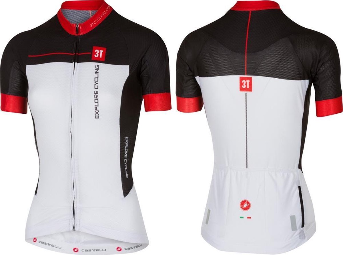 Castelli 3T Team Fietsshirt Korte Mouw Dames Maat XL Wit Zwart Rood bol