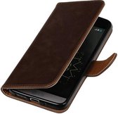 Pull Up TPU PU Leder Bookstyle Wallet Case Hoesje voor LG G5 Mocca