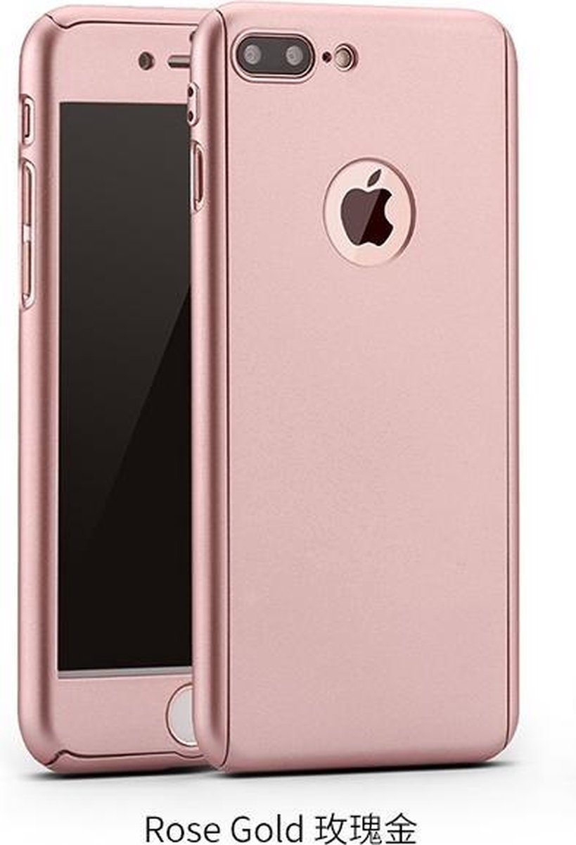 360-graden Frosting Beschermhoesje Set voor iPhone 7 Plus _ Roze Goud