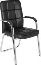 hjh office Borne PU - Chaise de bureau - Chaise de conférence - Chaise visiteur - Noir