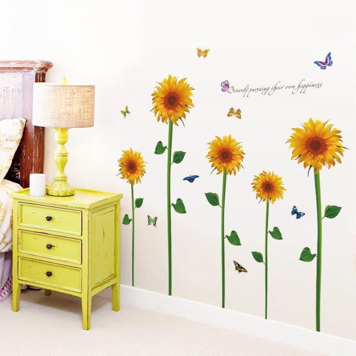 Muursticker zonnebloem geel kinderkamer