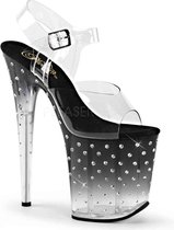 Pleaser - STARDUST-808T Sandaal met enkelband, Paaldans schoenen - Paaldans schoenen - 35 Shoes - Zwart/Wit