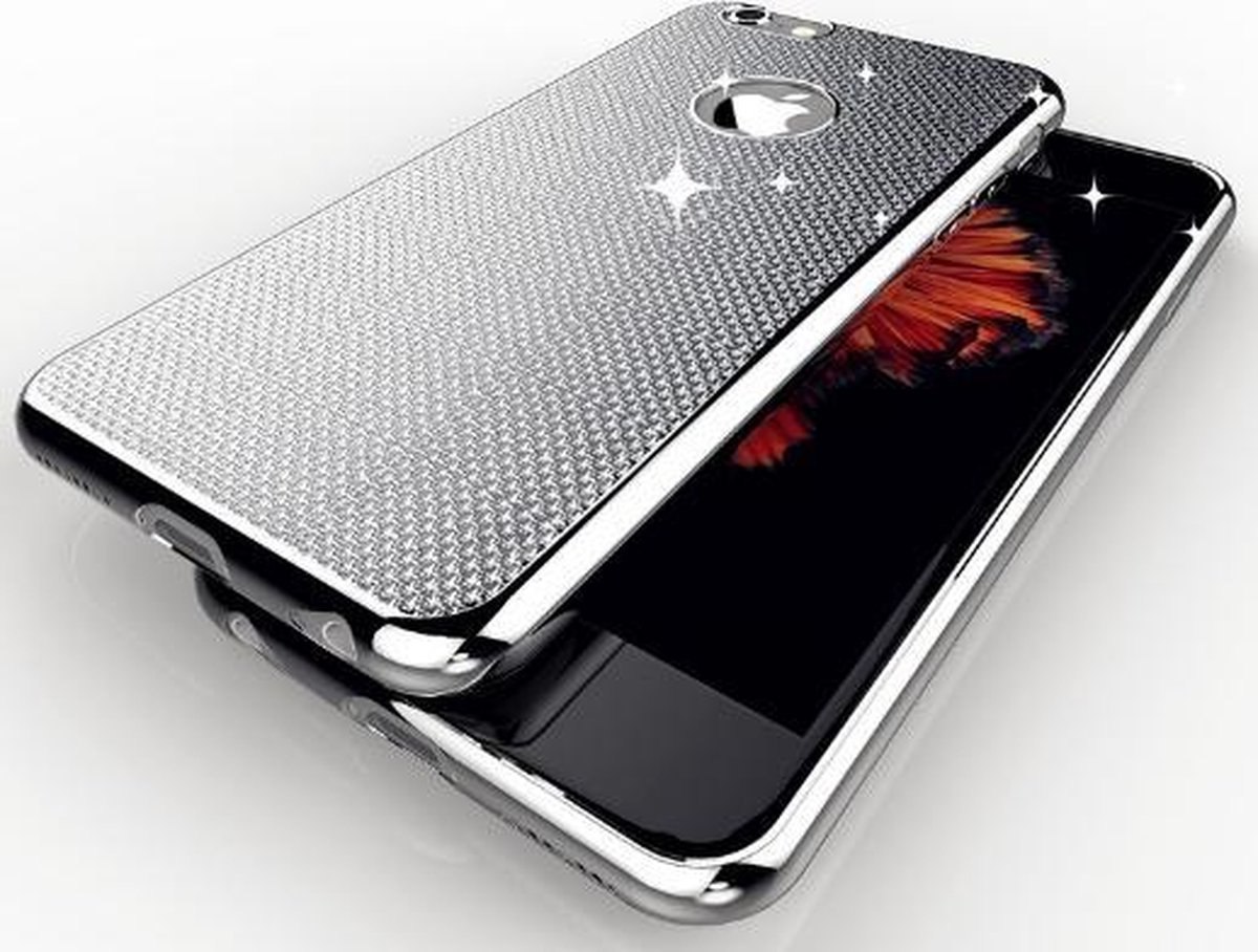 Apple Iphone 6 / 6S Siliconen hoesje (zilver, gevlochten design)