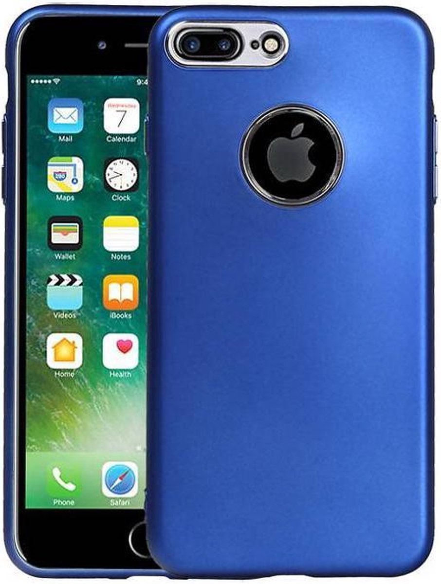 Design TPU Hoesje - Hoesje Geschikt voor iPhone 7 Plus / 8 Plus Blauw