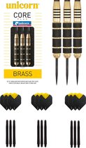 Unicorn Core Plus Brass - Flèche de fléchettes - 25 grammes avec 3 ensembles - fléchettes - et 3 ensembles - dartflights