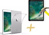 iPad 9.7 (2017 / 2018) Hoes Transparant TPU Siliconen + Screenprotector Gehard Glas - Flexibel Hoesje van iCall