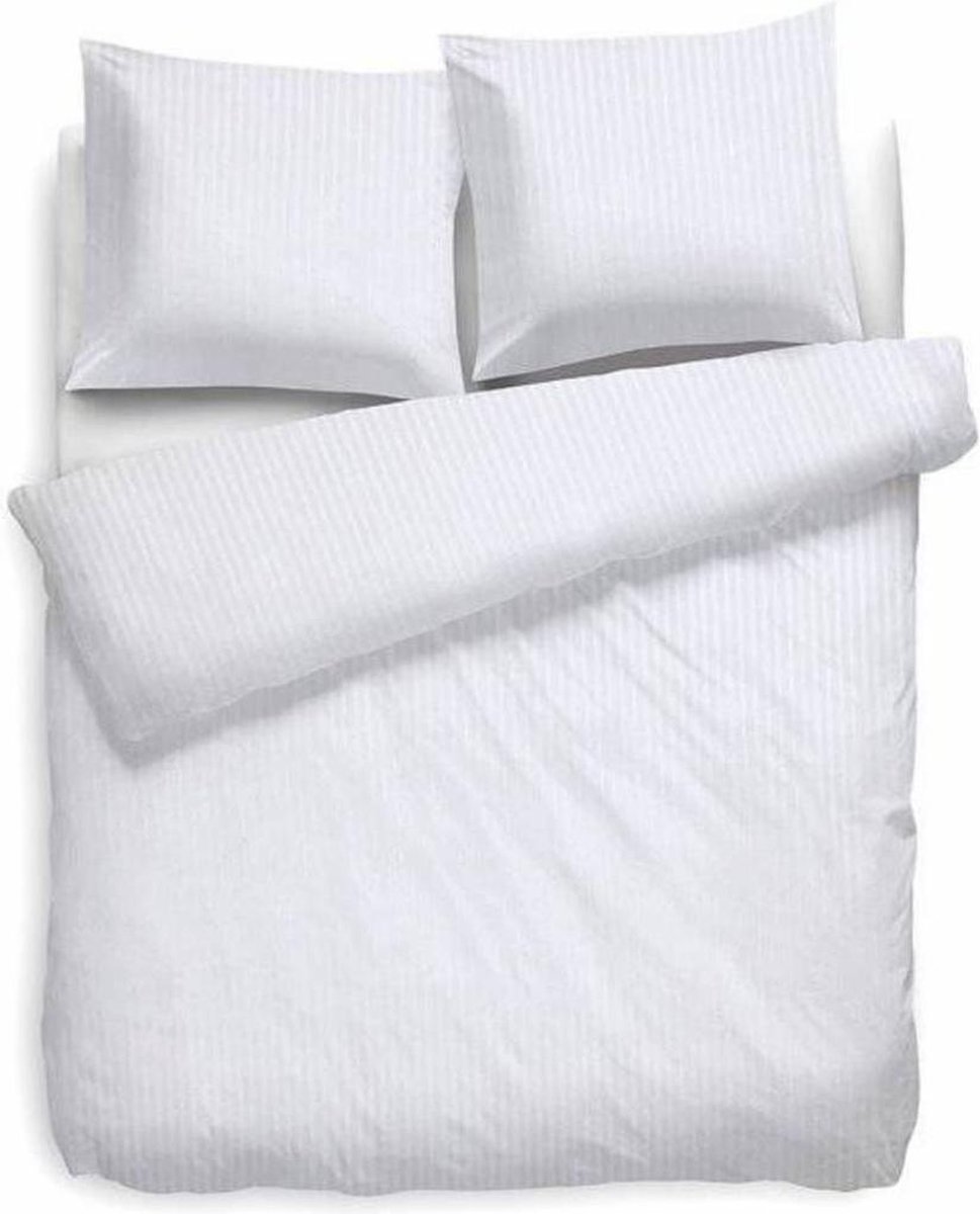 HNL Refined Satin Stripe Dekbedovertrek - Tweepersoons - 200x200/220 cm - Wit