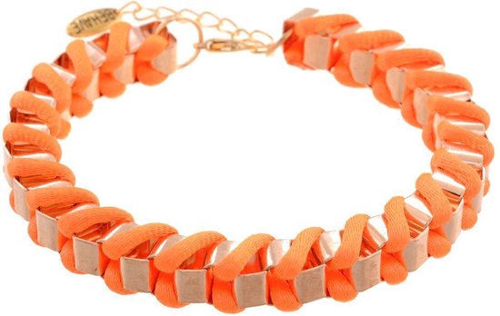 Oranje armband in venetiaanse stijl met gevlochten koord | bol.com