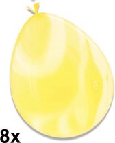 Marble ballonnen (gemarmerd) Geel, 8 stuks, 30 cm