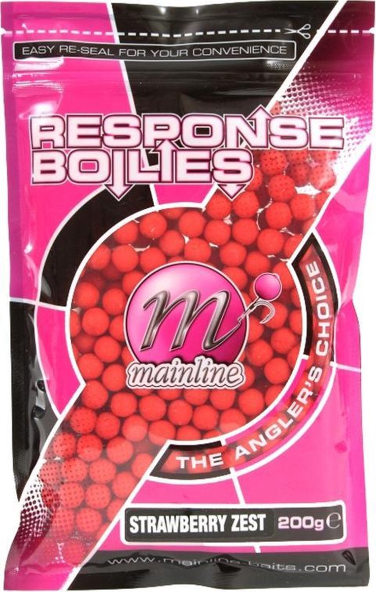 Mainline Shelf Live Boilies - Strawberry Zest - 10mm - 200gr - Rood
