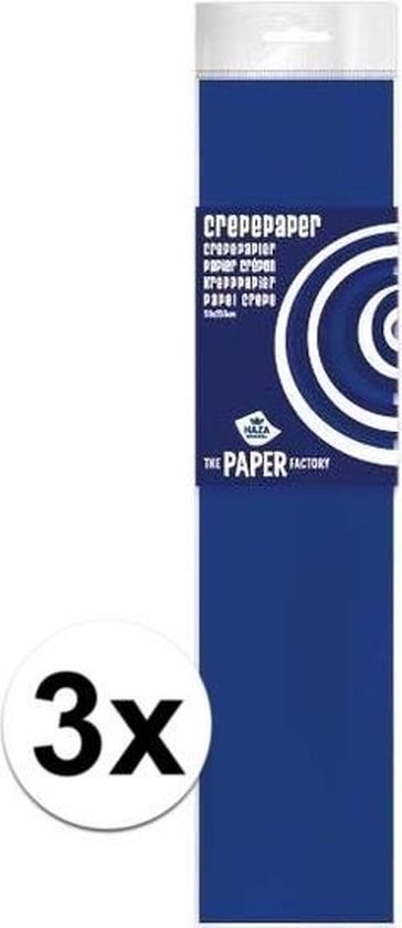 3x Crepe papier plat kobaltblauw 250 x 50 cm - Knutselen met papier - Knutselspullen