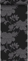 Origin Wallcoverings behangpapier bloemen zwart - 345927 - 53 cm x 10,05 m