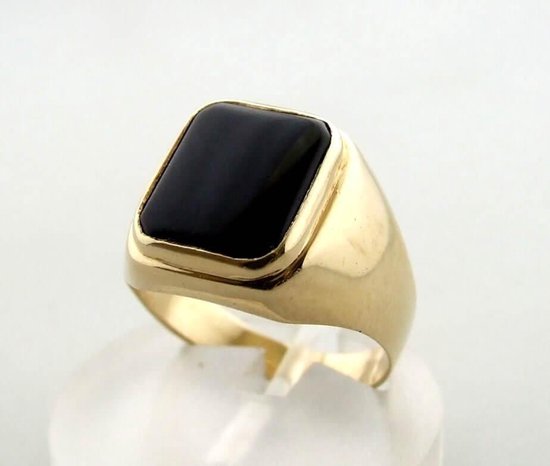 14 karaat gouden ring met onyx | bol.com